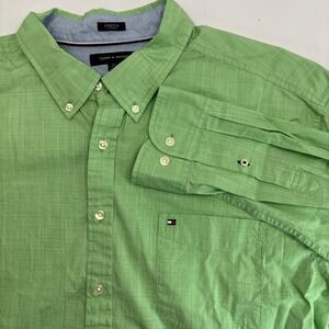 Tommy Hilfiger Shirt Mens XXL Green Stretch Performance Button Down Long Sleeve